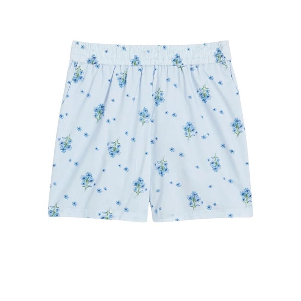 Hill House Kids Unisex The Tiny Leo Blue Ditsy Fkloral Short Lightweight Cotton